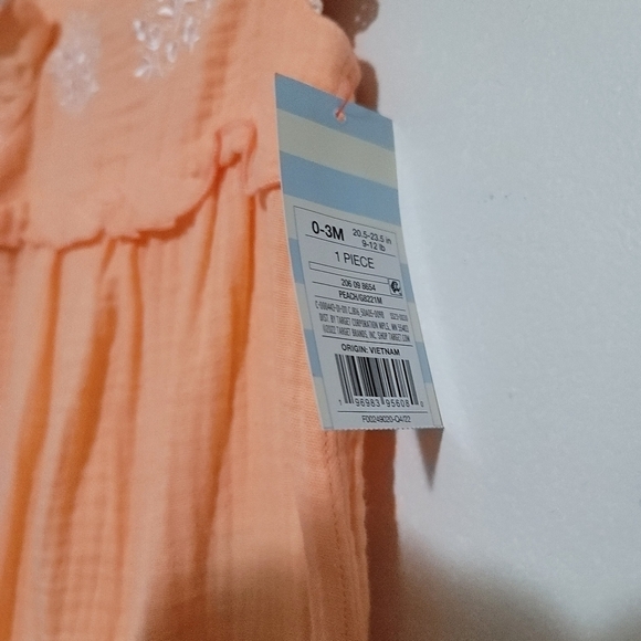 Cat & Jack Peach Snap Girls Romper Size 0-3 Months - Picture 5 of 7